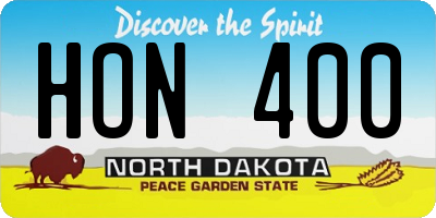 ND license plate HON400