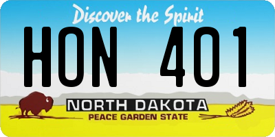 ND license plate HON401