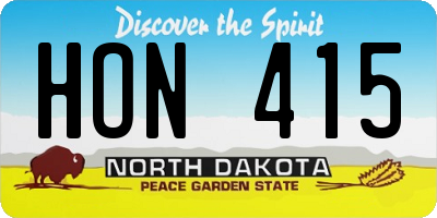 ND license plate HON415