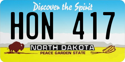 ND license plate HON417