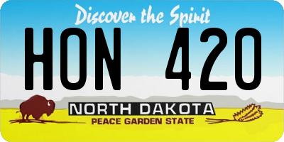 ND license plate HON420