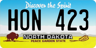 ND license plate HON423