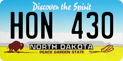 ND license plate HON430