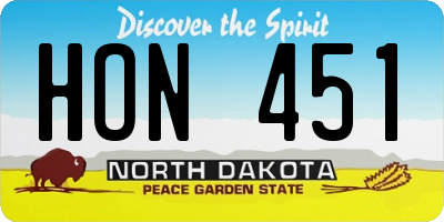 ND license plate HON451