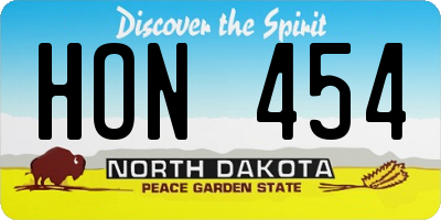 ND license plate HON454