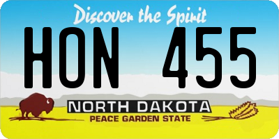 ND license plate HON455