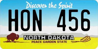 ND license plate HON456