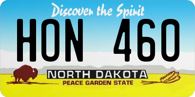 ND license plate HON460