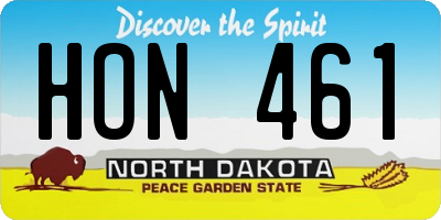 ND license plate HON461