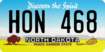ND license plate HON468