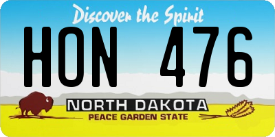 ND license plate HON476