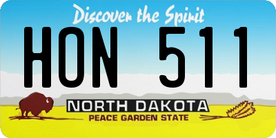 ND license plate HON511