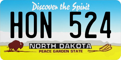 ND license plate HON524