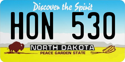 ND license plate HON530