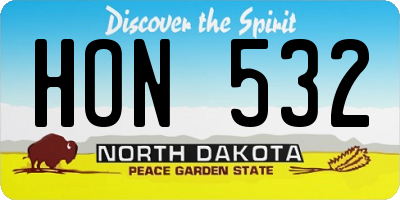 ND license plate HON532