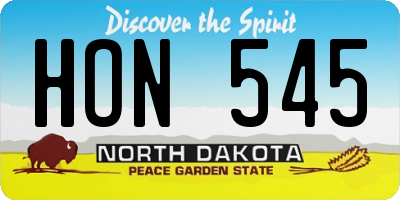 ND license plate HON545