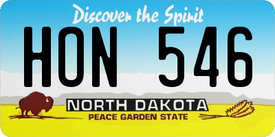 ND license plate HON546