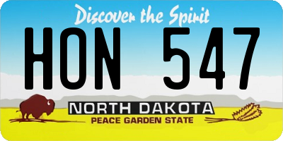 ND license plate HON547