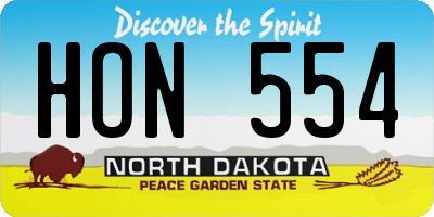ND license plate HON554