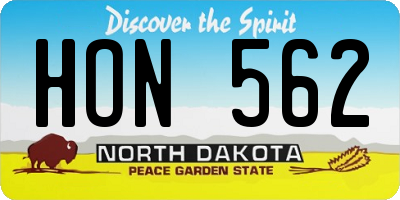 ND license plate HON562