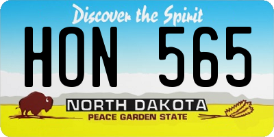 ND license plate HON565