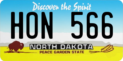 ND license plate HON566