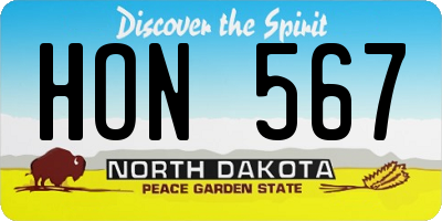 ND license plate HON567