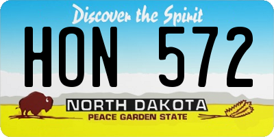 ND license plate HON572