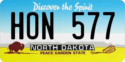 ND license plate HON577