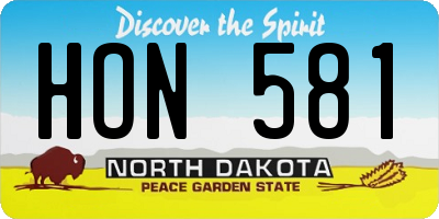 ND license plate HON581