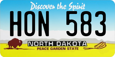 ND license plate HON583