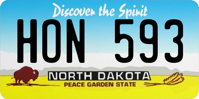 ND license plate HON593