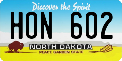 ND license plate HON602