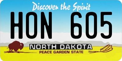 ND license plate HON605
