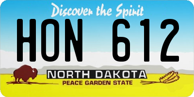 ND license plate HON612