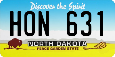 ND license plate HON631