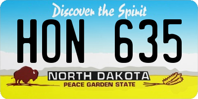 ND license plate HON635