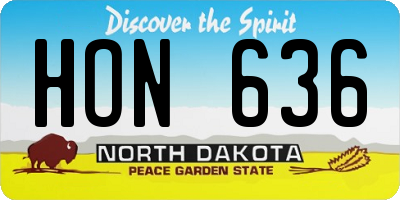 ND license plate HON636
