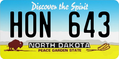 ND license plate HON643
