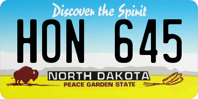 ND license plate HON645