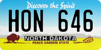 ND license plate HON646