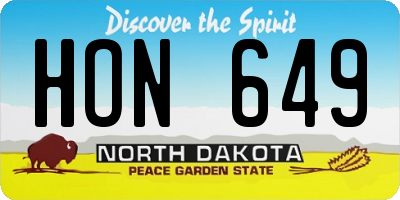 ND license plate HON649