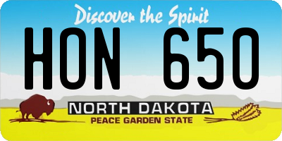 ND license plate HON650
