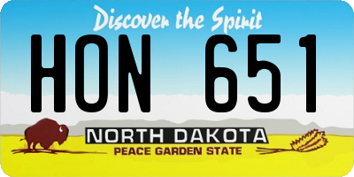 ND license plate HON651