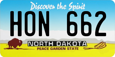 ND license plate HON662