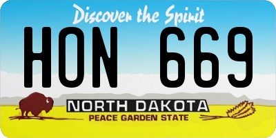 ND license plate HON669