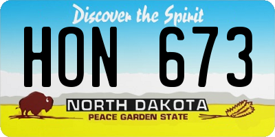 ND license plate HON673