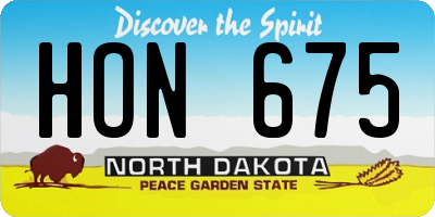 ND license plate HON675