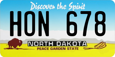 ND license plate HON678