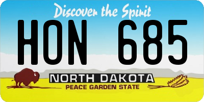 ND license plate HON685